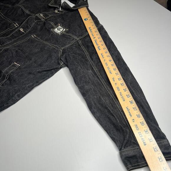 Rocawear Denim Jacket XL Black Jean Coat Hip Hop Streetwear Y2K 90s Style - Picture 2 of 9